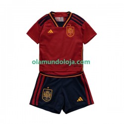 Camisola Espanha Criança Equipamento Primeiro Copa do Mundo 2022 Manga Curta